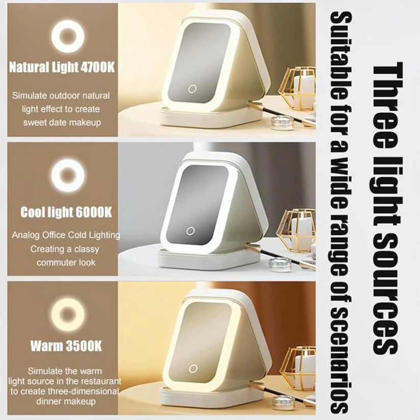 Compact Makeup Vanity With LED Mirror ⭐⭐⭐⭐⭐ (4.8 based on 1,274 reviews)